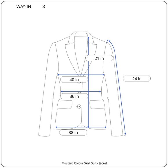 WAY-IN Mustard Colour Skirt Suit in Size 8 - Picture 7 of 8